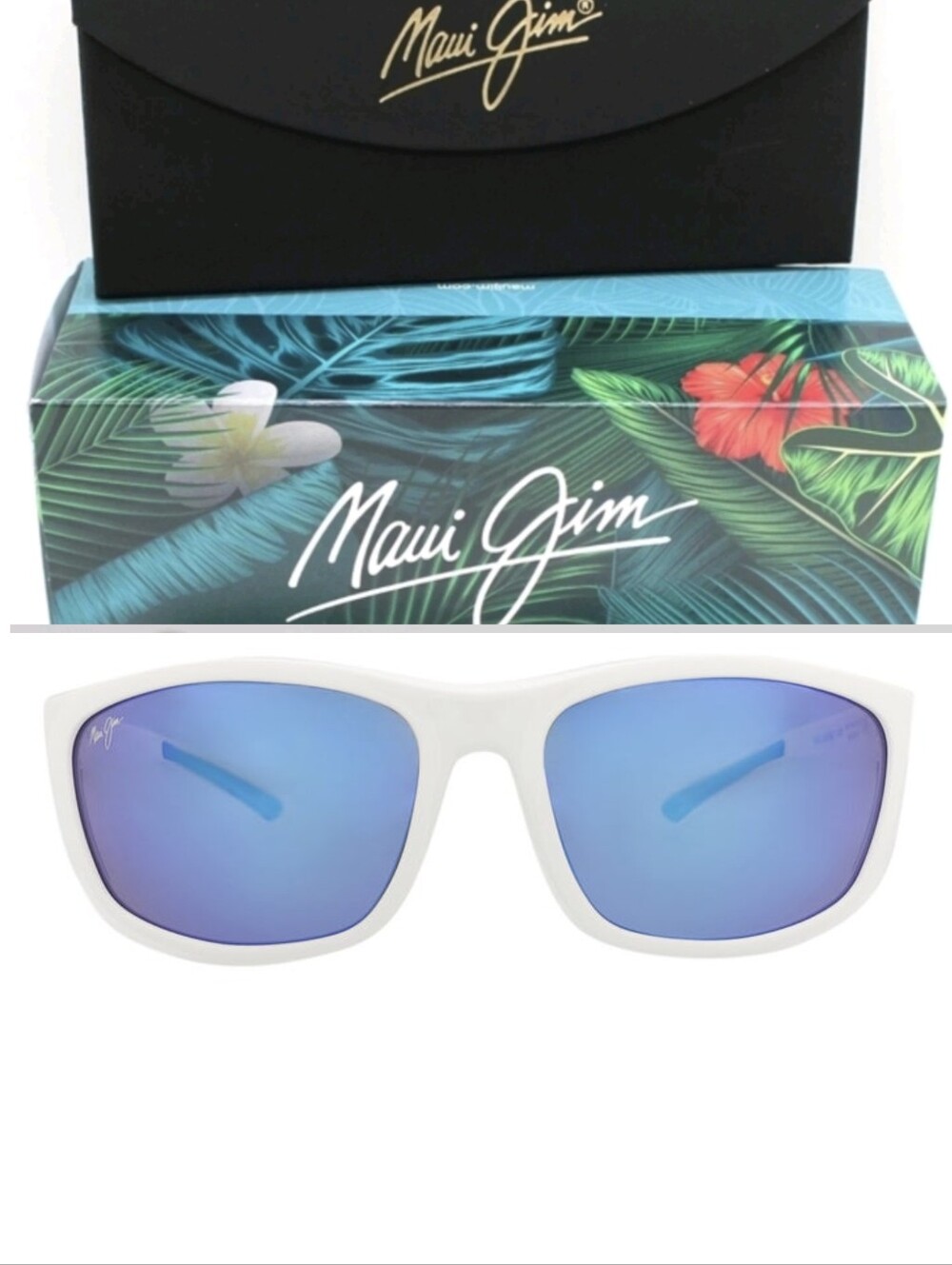New!!! Maui Jim B869-05 Hawaii Nuu Hawaii Blue White Unisex Polarized Sunglasses